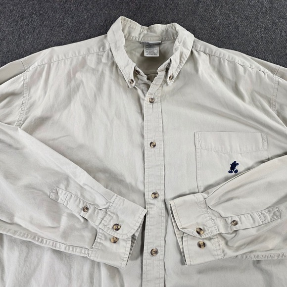 Disney Other - Walt Disney World Men's Size XXL Mickey Mouse Khaki Button Down Last Disney Tag